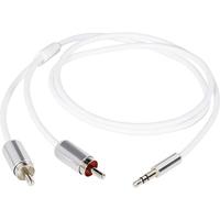 SpeaKa Professional SP-7870524 Cinch / Jackplug Audio Aansluitkabel [2x Cinch-stekker - 1x Jackplug male 3,5 mm] 1.50 m Wit SuperSoft-mantel - thumbnail