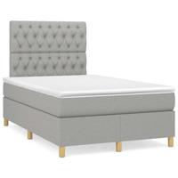 Boxspring met matras stof lichtgrijs 120x190 cm - thumbnail