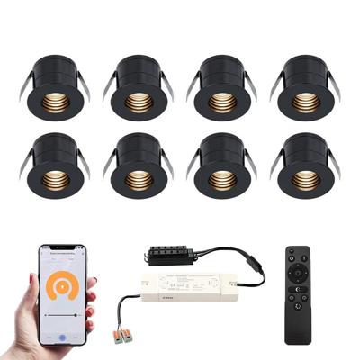 Set van 8 Betty Smart LED Mini Inbouwspots - Veranda spots - 12V 3W 140lm - Dimbaar - Wifi & Bluetooth - 2700K - IP44 waterdicht - Zwart