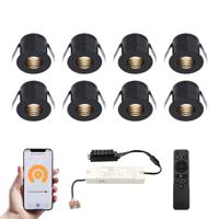 Set van 8 Betty Smart LED Mini Inbouwspots - Veranda spots - 12V 3W 140lm - Dimbaar - Wifi & Bluetooth - 2700K - IP44 waterdicht - Zwart - thumbnail