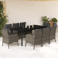 9-delige Tuinset met kussens poly rattan grijs - thumbnail