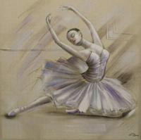 Schilderij -Handgeschilderd - Ballerina - beige 100x100cm - thumbnail