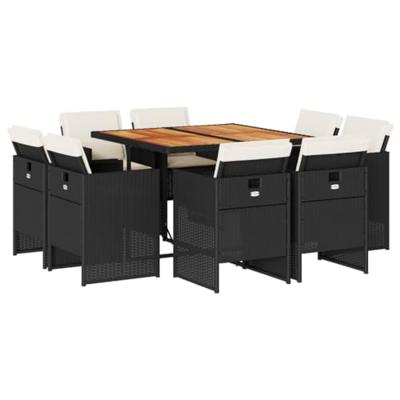 9-delige Tuinset poly rattan zwart