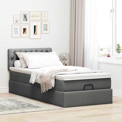 Ottoman bed met matras 100x200cm stof donkergrijs
