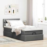 Ottoman bed met matras 100x200cm stof donkergrijs - thumbnail