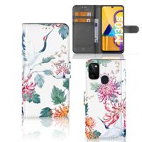 Samsung Galaxy M21 | M30s | Telefoonhoesje | Met pasjeshouder | Bird Flowers - thumbnail