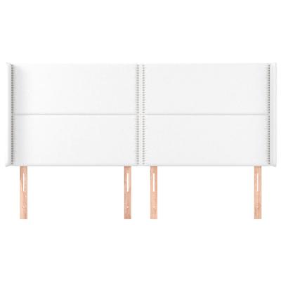 Hoofdbord met randen 183x16x118/128 cm kunstleer wit - thumbnail