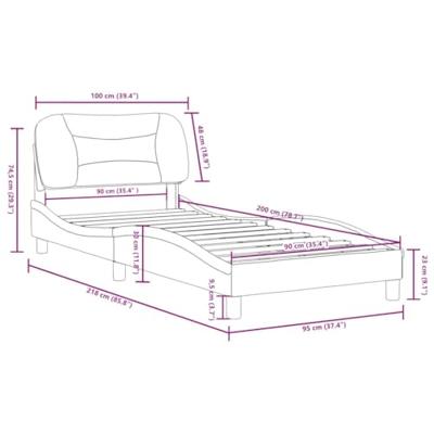 Bedframe met hoofdbord kunstleer wit 90x200 cm