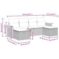 6-delige Loungeset met kussens poly rattan beige - thumbnail