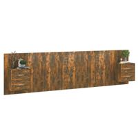 Hoofdbord met kastjes bewerkt hout gerookt eikenkleurig - thumbnail
