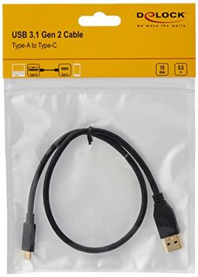 Delock 83869 SuperSpeed USB 10 Gbps (USB 3.2 Gen 2) Kabel Type-A naar USB Type-C 0,5 m - thumbnail
