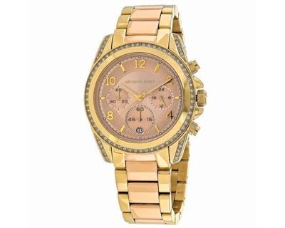 Michael Kors Dames MK6316 Blair chronograaf Rosekleurige gouden wijzerplaat tweekleurige roestvrijstalen armbandhorloge