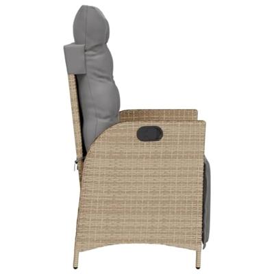 Tuinstoelen 2 st verstelbaar voetensteun poly rattan beige mix - thumbnail