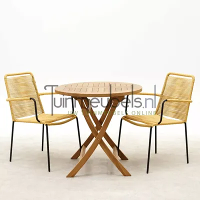 Tuinset Vita Luxor geel stapelbaar met Milton rond 80