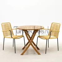 Tuinset Vita Luxor geel stapelbaar met Milton rond 80 - thumbnail