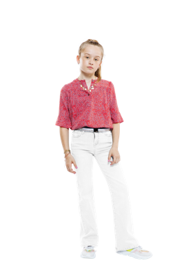 Indian Blue Jeans top met all over print rood/blauw