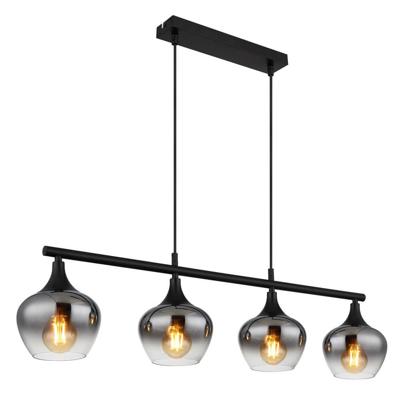 Globo 4-lichts hanglampMaxy zwart met smoke glas - 15548-4H1