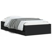 Bedframe met lades bewerkt hout zwart 90x200 cm - thumbnail