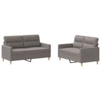 2-delige Loungeset met kussens stof taupe - thumbnail