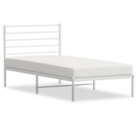 Bedframe met hoofdbord metaal wit 90x200 cm - thumbnail