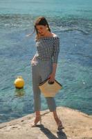 Dolly check top - dark blue/off white - 12775 - thumbnail