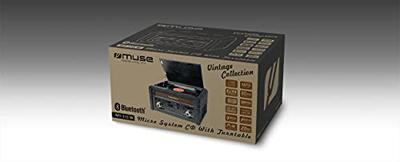 Muse MT-115 CD-microsysteem met platenspeler & FM-radio (30 vooraf ingestelde zenders) in houten kastdesign