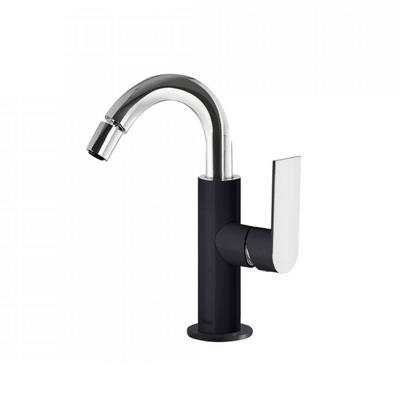 Bidetmengkraan Tres Loft Colors 1-Hendel Bidet Uitloop Gebogen 16,5 cm Rond Zwart Chroom