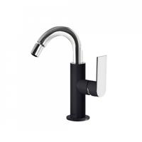 Bidetmengkraan Tres Loft Colors 1-Hendel Bidet Uitloop Gebogen 16,5 cm Rond Zwart Chroom - thumbnail