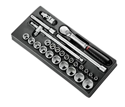 Facom Module Zeskant metrische doppen 1/2” met Ratel SL.161B - 26-delig - MOD.SL161-46