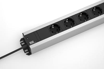 Bachmann 300000 Stekkerdoos 19 inch 6-voudig Zwart, Antraciet Randaarde stekker 1 stuk(s)