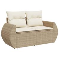 4-delige Loungeset met kussens poly rattan beige - thumbnail