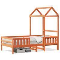 Bedframe met huisje massief grenenhout wasbruin 80x200 cm - thumbnail