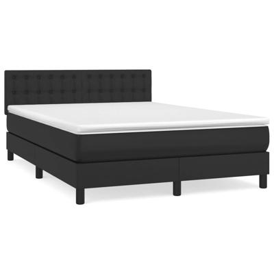 Boxspring met matras kunstleer zwart 140x190 cm