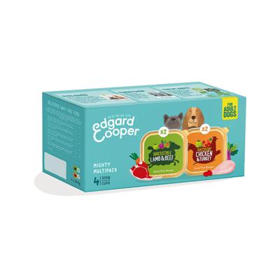 Edgard Cooper Hondenvoer, natvoer voor volwassenen, multipack (kip/lam, 4 x 300 g), natvoer voor honden, vers vlees en natuurlijke ingrediënten, graanvrij, zonder toegevoegde suiker