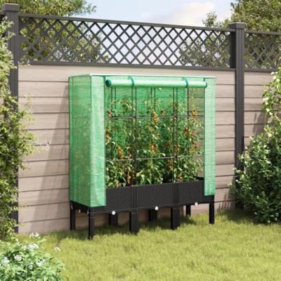 VidaXL Plantenbak verhoogd met kashoes 120x40x140 cm rattanlook VidaXL Plantenbak verhoogd met kashoes 120x40x140 cm rattanlook