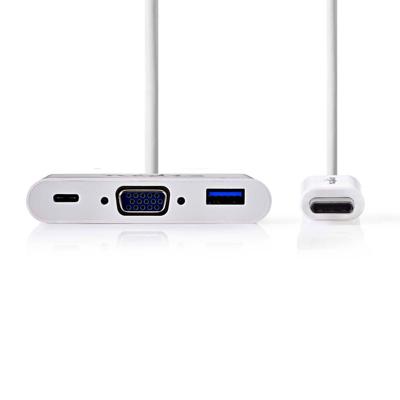 USB-C-Adapterkabel | Type-C Male - A Female / Type-C Female / VGA Female | 0,2 m | Wit USB-C-Adapterkabel | Type-C Male - A Female / Type-C Female / VGA Female | 0,2 m | Wit