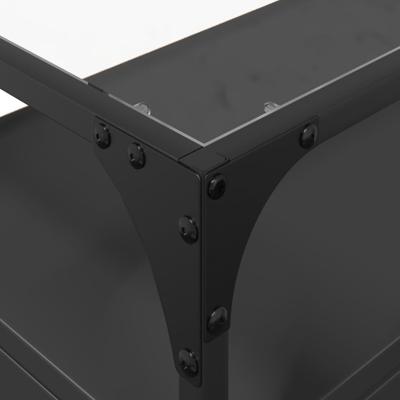 Tv-meubel met glazen blad 98x35x51 cm bewerkt hout zwart