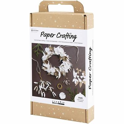 Creativ Company Hobbyset papier kunst, krans, wit, licht naturel, 1 doos Creativ Company Hobbyset papier kunst, krans, wit, licht naturel, 1 doos