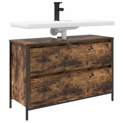Badkamerkast met lades 90x34,5x60 cm gerookt eikenkleurig Badkamerkast met lades 90x34,5x60 cm gerookt eikenkleurig