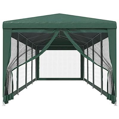 Partytent met 10 mesh zijwanden 3x12 m HDPE groen - thumbnail