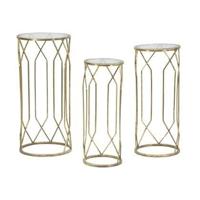 Mauro Ferretti Tunisi Set van 3 ronde tafels in goud metaal - thumbnail