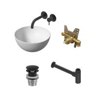 Salenzi Waskomset Unica Round 40x20 cm Glans Wit - thumbnail