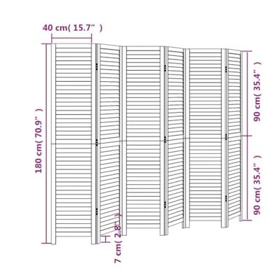 Kamerscherm met 6 panelen massief paulowniahout zwart Kamerscherm met 6 panelen massief paulowniahout zwart