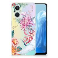 OPPO Reno8 Lite TPU Hoesje Bird Flowers - thumbnail