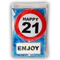 Happy Age Kaart Button - 21 Jaar - thumbnail