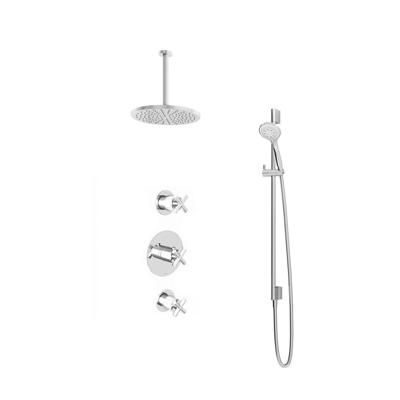 Hotbath Get Together IBS3GN inbouwdouche met 3s handdouche, 30cm plafondbuis en 30cm hoofddouche geborsteld nikkel