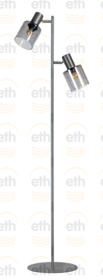 ETH Glazen vloerlampSledge Glass 2-lichts zwart met smoke glas - 05-VL8177-3036