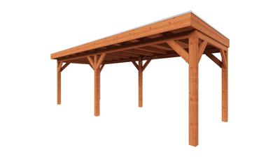 Trendhout Overkapping Refter XL 730x285 cm- Plat dak- Onbehandeld lariks Douglas hout- Trendhout