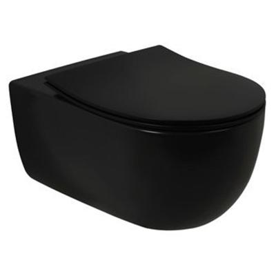 Wandcloset Pack Plieger Kansas Diepspoel Rimless met Slim Zitting 36x54,5cm Mat Zwart