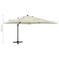VidaXL Zweefparasol met paal en led-verlichting 300 cm zandkleurig - thumbnail